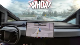 Tesla FSD Dodges a Semi Truck Driving To Work On Update 13.2.7!