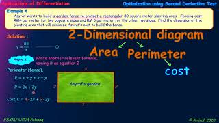 optimization using second derivative test (the cost of the garden fence)