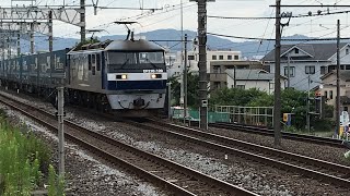 JR小田原駅を通過する、JR貨物EF210形EF210-120「桃太郎」電気機関車+55 BIG ECO LINER 31+TOYOTAのコンテナ！E233系E-51+E231系K-26が発車！