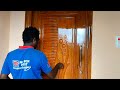 SHEENLAC POLISH WORK || Teakwood Wood Door || Manual polish work || Natural Wood Polish Work