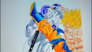 Drawing Goku vs Frieza 孫悟空 VS フリーザ