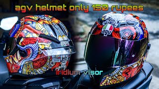 Ridex titanium helmet convert into AGV only 150 rupees💰 || Red iridium visor install