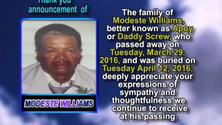 Modeste Williams thank you
