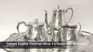 Antique English Victorian Silver 4 x Teaset with silver tray