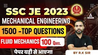 SSC JE Mechanical Engineering | TOP 1500 Questions | Fluid Mechanics Top (100 Ques.) By R.K Sir