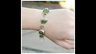 Astonishing raw peridot silver bracelet