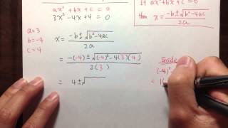 [GCC Math 101/120 Common Final Sample 1] (Q18.) Solving Quadratic Equation (by Quadratic Formula)
