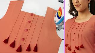 Cutting and Sewing a Beautiful Kurti Neckline Design in a Very Different Way from Other Styles