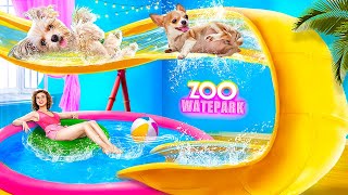 We Build a Secret Room for Pets! Water Park at Home!