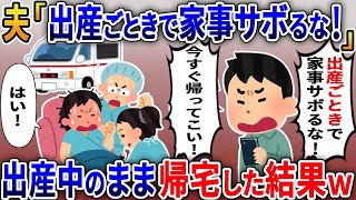 【2ch修羅場スレ】夫「出産ごときで家事サボるな！帰ってこい！」→出産中のまま家に帰宅した結果ｗ【スカッとする話】【ゆっくり解説】【2ch】