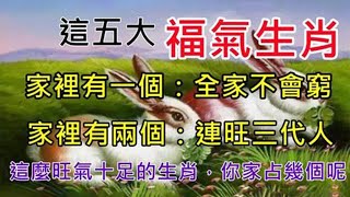 這五大福氣生肖！家裏有一個：全家不會窮！家裏有兩個：連旺三代人！這麼旺氣十足的生肖！你家占幾個呢？【佛之緣】