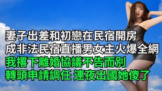 妻子出差和初戀在民宿開房，成為非法民宿直播男女主火爆全網，我撂下離婚協議不告而別，轉頭申請調任 連夜出國她傻了【一窗昏曉】#落日溫情#情感故事#花開富貴#深夜淺讀#家庭矛盾#爽文