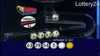 2017 09 22 Mega Millions Numbers and draw results