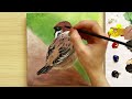 How to paint a simple Sparrow step by step🐦