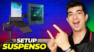 Setup com NOTEBOOK e MONITOR Suspensos com Suporte Articulado! [Custo Benefício]