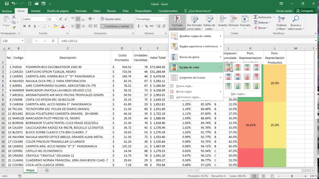 Clasificación ABC Inventarios En Excel - YouTube