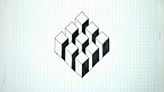Easy Drawing Tricks on Graph Paper | #3Ddrawing #Opticalillusions on Graph Pape | how to draw 3d