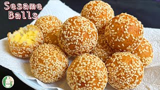 Crispy Sesame Balls Recipe | Chinese Dessert balls recipe - Sattvik Kitchen