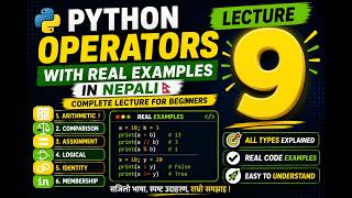 LECTURE-9|| Python Operators with Real Examples in Nepali | Complete Lecture for Beginners