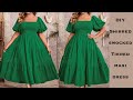 EASY SHIRRED/SMOCKED TIERED MAXI DRESS.. How To Make An Off shoulder Tiered Smocked Dress