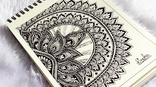 sirf 1 black pen se mandala art || simple mandala art #viralvideo #drawing #artist #drawingtutorial