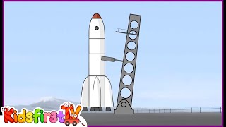 Big Construction: space rocket. Cartoons for kids.