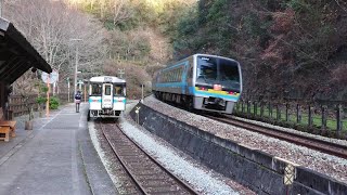 スイッチバック秘境駅！　坪尻駅　南風4号通過