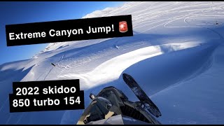 Jumping a Canyon (Extreme snowmobiling) 2022 Skidoo 850 Turbo #sledding #sled #snowmobile #skidoo