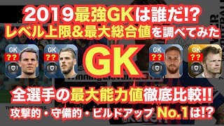 【ウイイレアプリ】2019『最強GK』は誰だ⁉️レベル上限＆最大総合値を調べてみた👍全選手の最大ステータスを徹底比較✨攻撃的GK・守備的GK・ビルドアップNo.1は⁉️