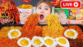 LIVE ASMR Mukbang Spicy Fire Ramyeon Noodle Convenience Store Food Tteokbokki eating by HIU 하이유