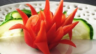 Art In Chili Pepper Flower | Vegetable Carving Garnish | Party Garnishing | Food Decoration