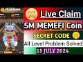 Memefi Secret Combo Level 7 | memefi combo today | Memefi daily combo 15 july | Memefi Combo Code |