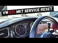 VW GOLF GTI MK7 SERVICE RESET INSPECTION RESET 2014 2015 2016