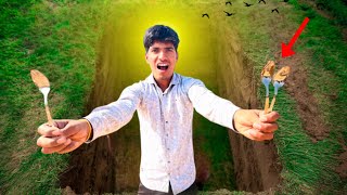 चम्मच से बंकर बना दिया 😱 // Spoon Digger Challenge