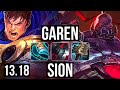 GAREN vs SION (TOP) | 75% winrate, 6/2/4 | NA Grandmaster | 13.18