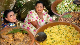 ගමේ රසට සුපිරියට මුංඇට මස් කරිය | VILLAGE COOKING MUNG BEAN MEAT CURRY RECIPE | Traditional Sisters