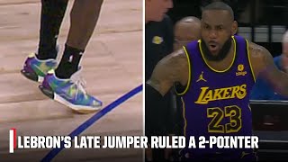 LeBron James upset with refs after late shot if ruled a 2-pointer | NBA on ESPN