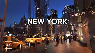 Walking in New York at Night 🌃 Midtown Manhattan Virtual Tour 4K