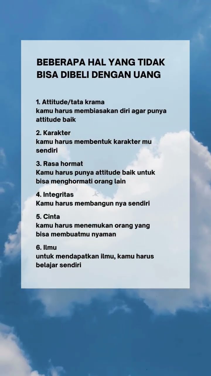 Beberapa Hal Yang Tidak Bisa Dibeli Dengan Uang #psikologi # ...