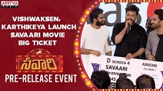 Vishwaksen & Karthikeya Launch Savaari Movie Big Ticket @ Savaari Pre Release Event