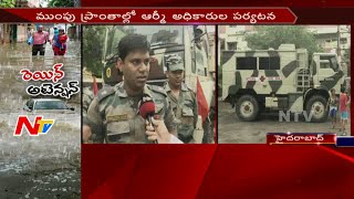 Army Officers Visit Flood Affected Area in Hyderabad || NTV