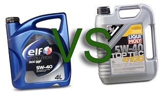 Elf Evolution NF 900 5W40 vs Liqui Moly TopTec 4100 5W40 test