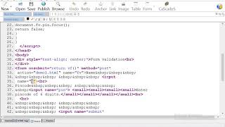 TextBox Validation on Form in KompoZer using JavaScript.