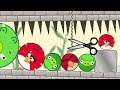 Angry Birds Piggies Out vs Kick Out Green Pigs - ROUND BIRDS CUT ROPE TO TRAP ALL ROUND PIGS!