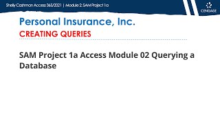 Access: Module-2 Project 1a ( Querying a Database) - Personal Insurance, Inc.
