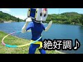 麻績村の聖高原でフラフープ【長野県信州佐久市のゆるキャラご当地キャラハイぶりっ子ちゃん】