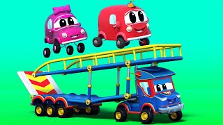 Video truk untuk anak-anak - TRUK PEMBAWA Super dan KENDARAAN AKROBAT - Truk Super di Kota Mobil!