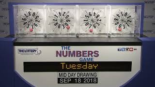 Midday Numbers Game Drawing: Tuesday, September 18, 2018
