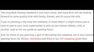 May Bank Holiday opening hours for Aldi, Asda, Lidl, .....