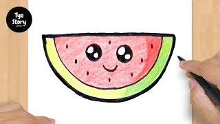 #202 How to Draw a Cute Watermelon - Easy Drawing Tutorial